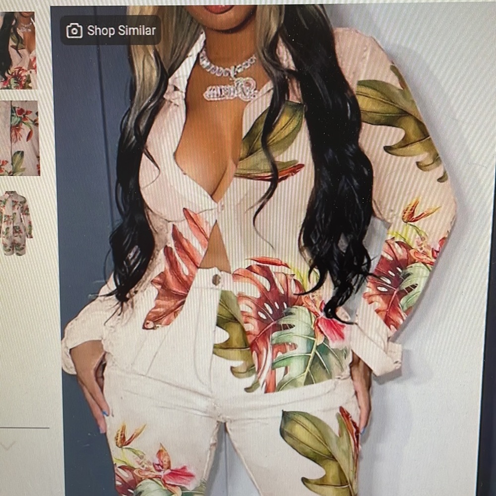 Tropical Print button top and shorts set